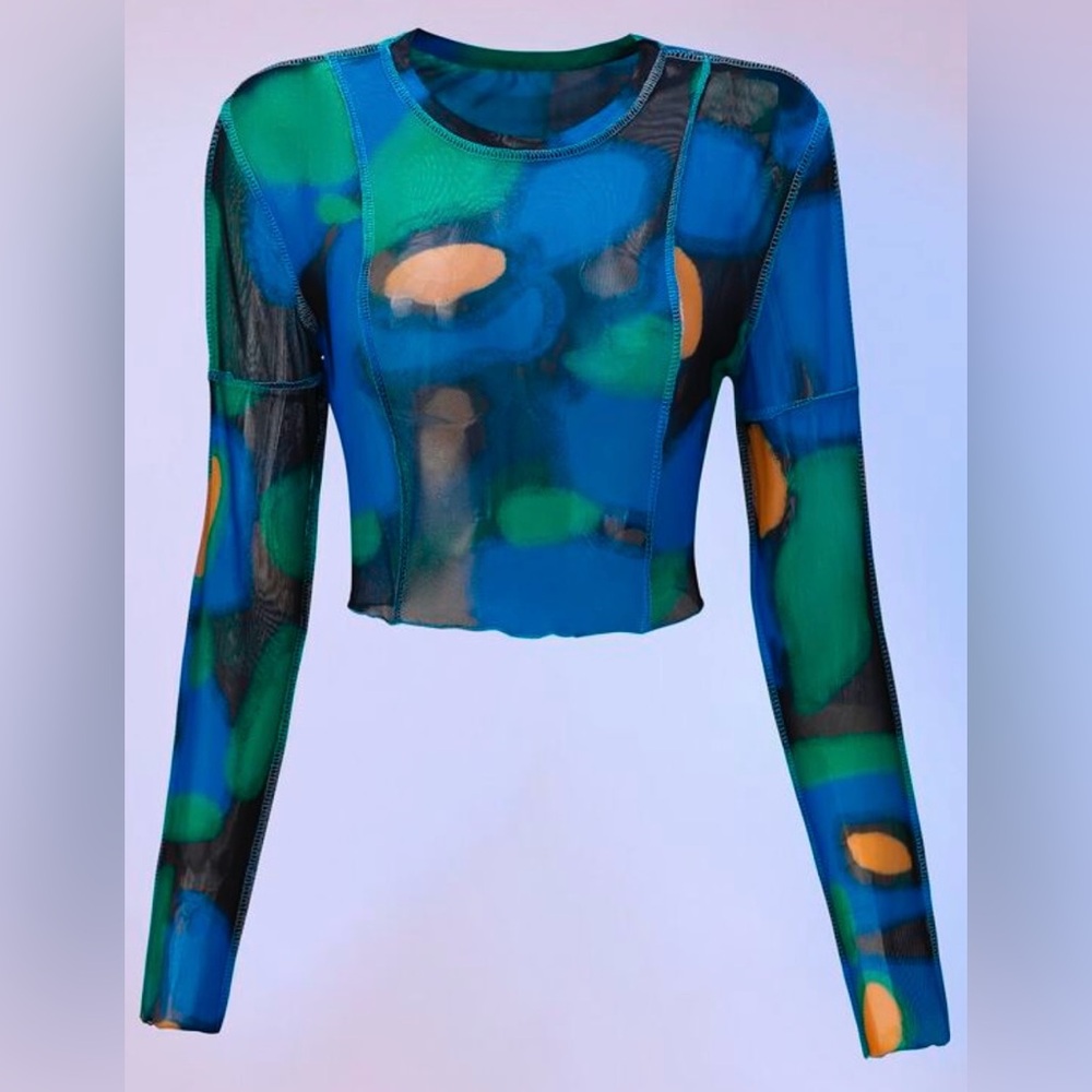 Colorful Abstract Long Sleeve Women's Top